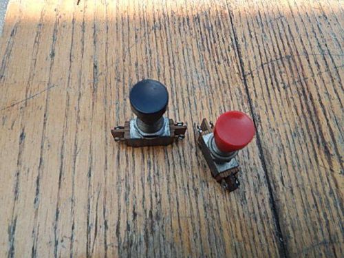 2 Vintage A H&amp;H Type 3392 Push Button Switches 1Red 1Black Button 1 Amp125V