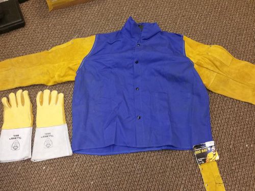 TILLMAN WELDING jacket size 2x with leather gloves and rod bag