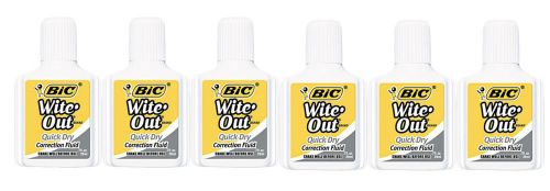6 BIC Wite Out Quick Dry Liquid Correction Fluid Office School Supplies .71 Oz
