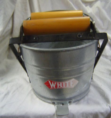 White galvanized mop bucket press wringer nos for sale