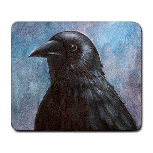 Mousepad from original art painting Bird 59 Crow Raven by L.Dumas