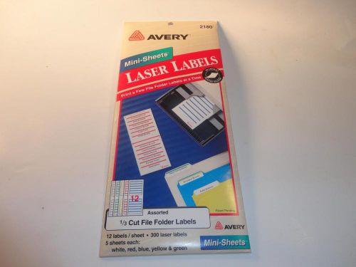 300 Avery 2180 1/3 Cut File Folder Labels MINI (White Red Blue Yellow and Green)