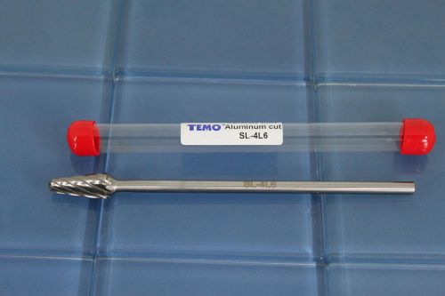 TEMO SL-4L6 NF Aluminum Cut 7&#034; L Carbide Burr File 1/4&#034; SHK 1/2 HEAD 14 deg C...