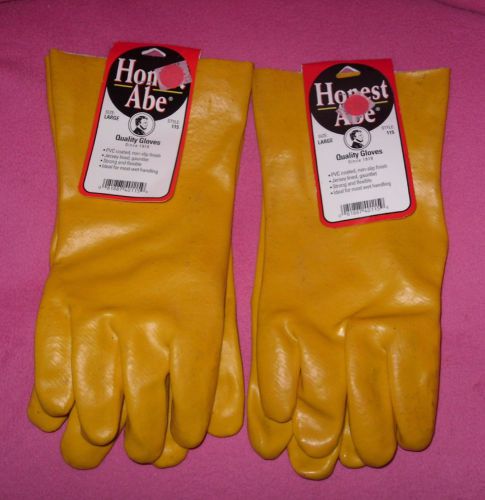 2 pair vtg. honest abe pvc gloves size l new factory irregulars w/imperfections for sale