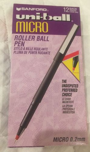 Uni-ball Deluxe Rollerball micro Fine Point 0.2 mm Red ink Pk of 12 (60152) New