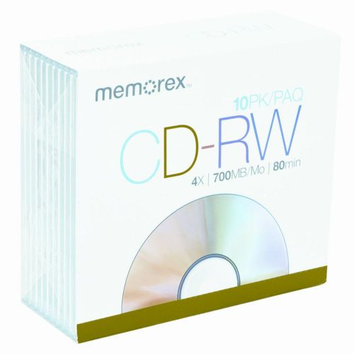 New Memorex 700MB/80-Minute 4x CD-RW Media (10-Pack with Slim Jewel Cases)