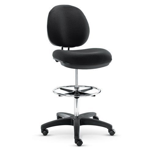 Alera Interval Series Swivel Task Stool with PVC Free Faux Leather, Black