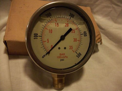 500 Psi - 3500kPa Stainless Oil Filled Pressure Gauge 4&#034; Face