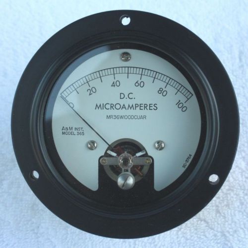 NEW A&amp;M 0 - 100 D.C. Microamperes Meter Model 365 - MR36WIOODCUAR  NOS