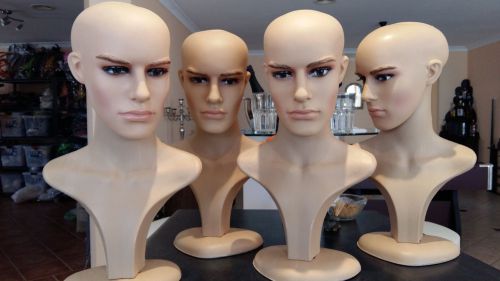 4 PIECES !! Male &#034;Long Neck&#034; Mannequin HEAD LifeLike-Mannequin cheap Mannekin