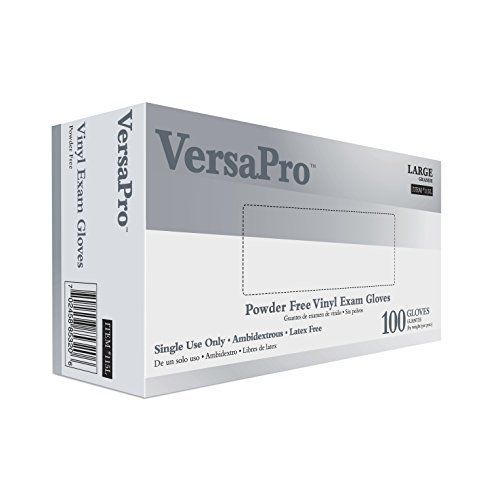 VersaPro 115L100 Vinyl Exam Gloves, Powder-Free, Large (Pack of 100)