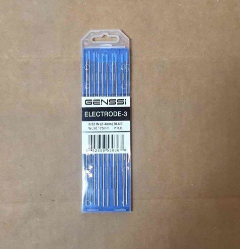 GENSSI Electrode-3 3/32 Inch (2.4mm) BLUE WL20 175mm PRC 10PK Lanthanated