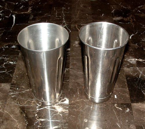 2 Commercial Milkshake Machine Cups Stainless Steel 18-8 Used 7 x 4 inches