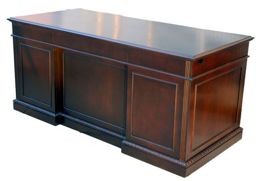 Fully assembled dark cherry traditional executive office desk with file storage for sale