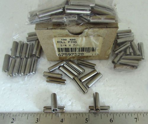 LOT OF 14 NOS ROLL PIN / SPRING PIN 1/4&#034; X 7/8&#034;, STAINLESS STEEL 420