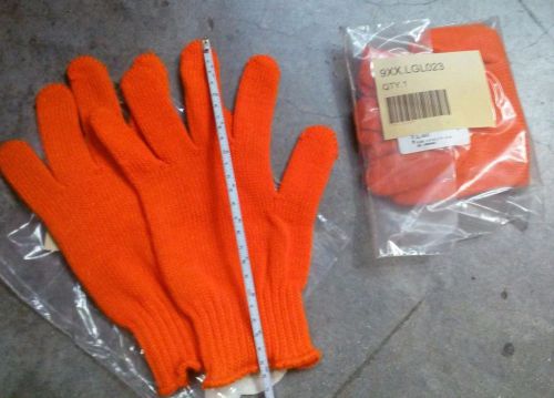 2 Pair Knit Work Hunting Gloves Safety Orange, High Visibility Glow