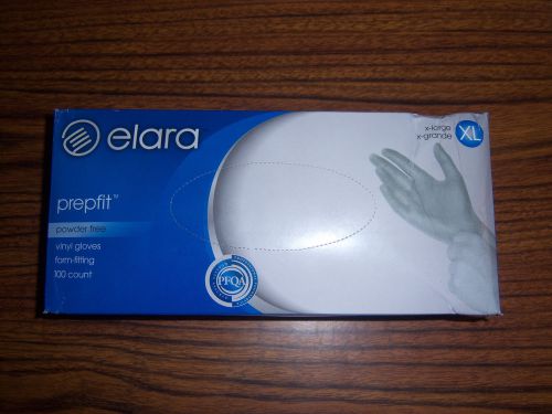 Elara FVP204 Prepfit Vinyl Gloves w/ Beaded Cuff Disposable Powder Free 100pk XL