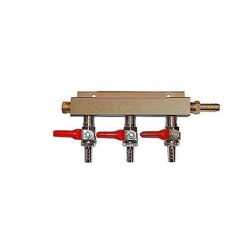 3 way co2 distribution block manifold (splitter) with 1/4&#034; barbs - kegerator for sale