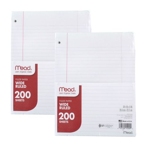 &#034;Mead Filler Paper, Loose Leaf Paper, Wide Ruled, 200 Sheets, Pack of 2&#034;