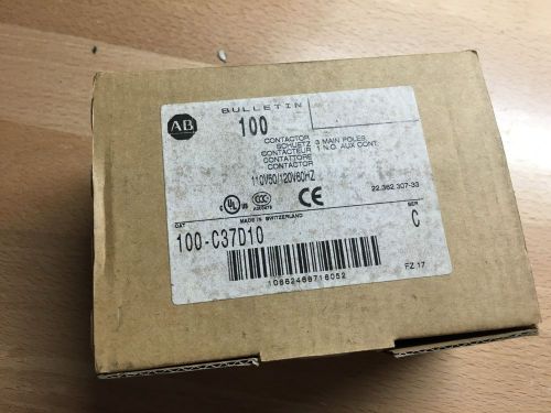 Allen Bradley 100-C37D10 contactor, 120V NEW IN BOX