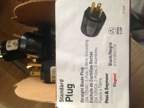 10 Pass &amp; Seymour Legrand 5765-BKCStraight Blade Plug 20A, 125VAC, 2P, 3W Black