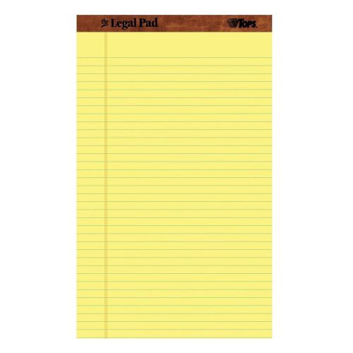 TOPS The Legal Pad Legal Pad 8-1/2 x 14 Inches Perforated Canary Legal/Wide R...
