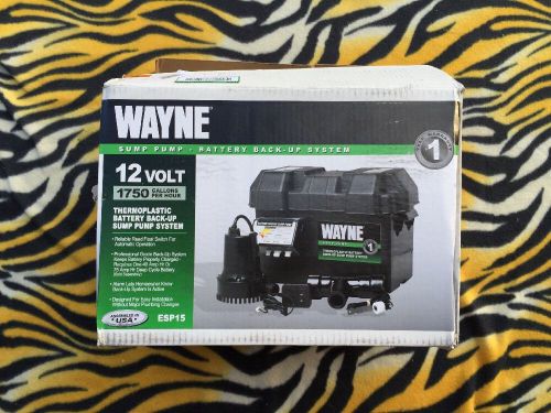 Wayne 1/4 HP 12V Battery Backup Sump Pump System 57609-WYN1 ESP15