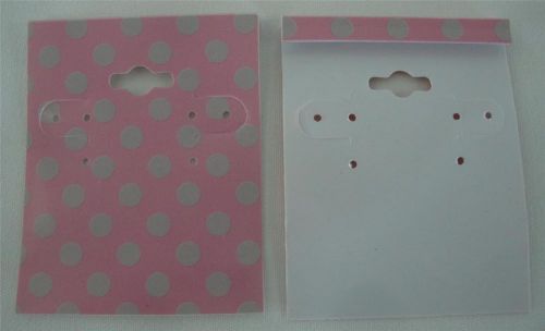 Qty. 25 Pink with Dots Plastic Earring Cards Hold Merchandise Price Tags