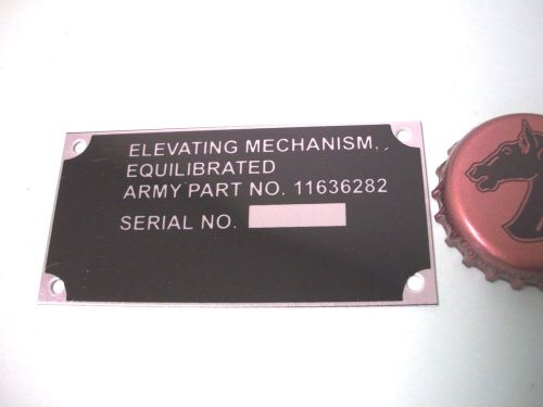 US Army Elevating Mechanism Identification Plate 11636282 9905001865074
