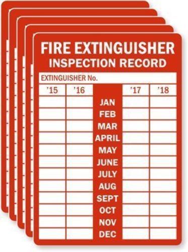 Fire extinguisher inspection record (from year, laminated vinyl labels, 5 lab... for sale