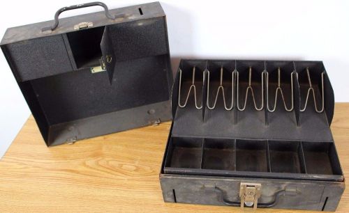 Vintage Large Steel Cash Box, Lock Box, Strong Box, Removable  &amp; Hinged Drawer