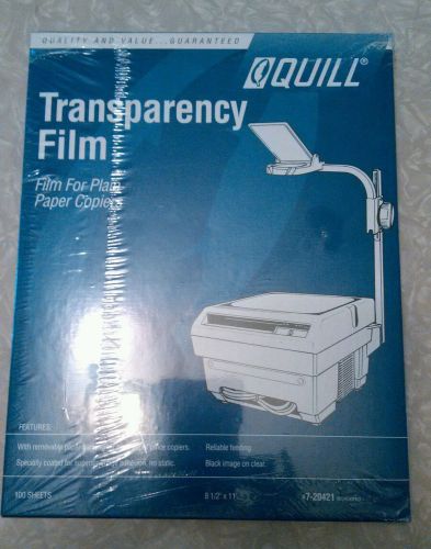 Quill Transparency Film, New, Factory Sealed, 100 Sheets, 8.5&#034; x 11&#034;