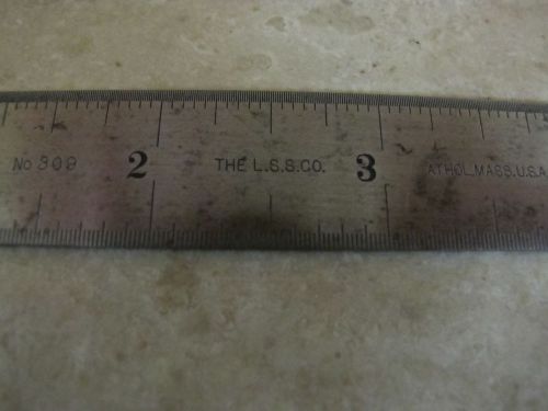 Vintage Starrett No 309 6&#034; Rule 1/32 1/64 1/50 1/100 THE L.S.S.CO Tempered No 16