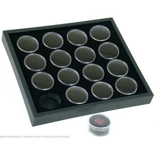 16 Black Gem Jars Display &amp; Stackable Tray