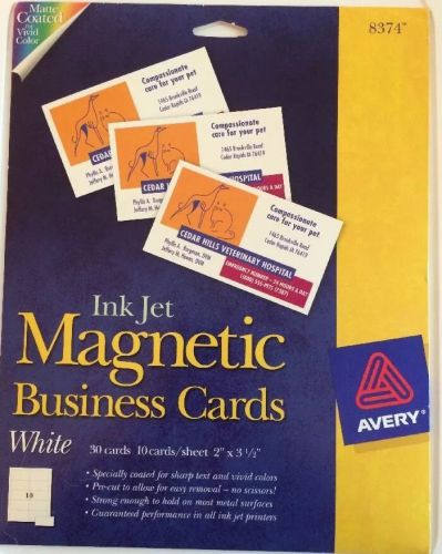 Avery Inkjet Magnetic Business Cards White 8374 3 Sheets Matte Coated New