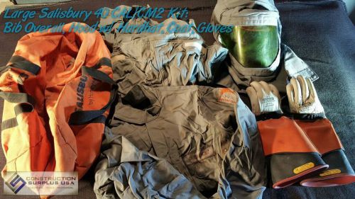 Salisbury large welders kit incld bib overalls coat hood gloves 40 cal/cm2 for sale