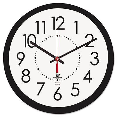 Electric Contemporary Clock, 14-1/2&#034;, Black, Sold as 1 Each