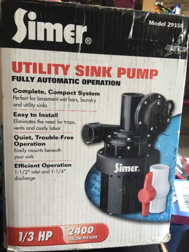 Simer utility Sink Pump 1/3 HP , 2400 Gallons Per Hour