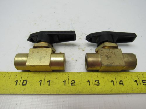 Whitey b-43f4 1/4&#034; female npt brass ball valve 3000 psig lot of 2 for sale