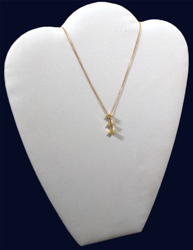 11&#034; White Velvet Chain Pendant Necklace Counter-Top Jewelry Display Easel Back