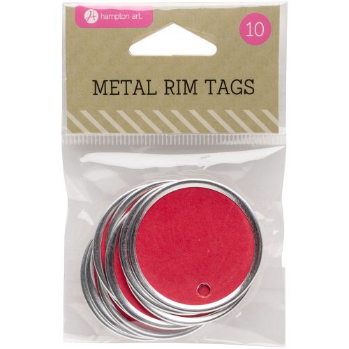 Metal rim tags 1.5 inch 10/pkg-red 729632166136 for sale