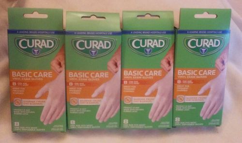 4 Curad Vinyl Exam Gloves Boxes x 8 Per Box Medical First Aid Non-latex