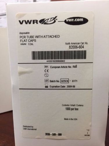 VWR PCR Tube with attached flat caps 0.2ml Cat. 82006-604