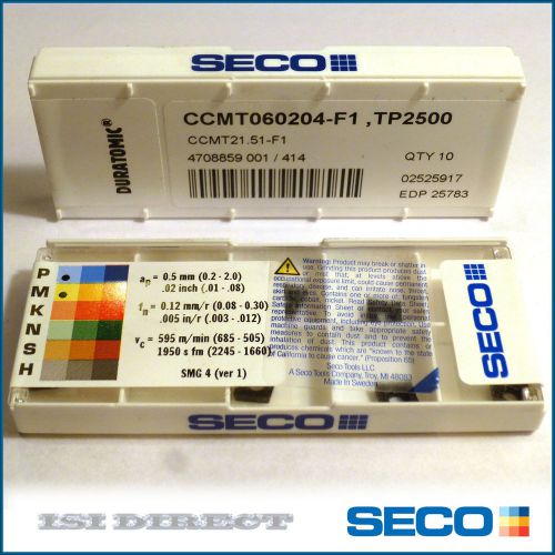 CCMT 21.51 F1 2151 TP2500 SECO *** 10 INSERTS *** 1 FACTORY PACK ***