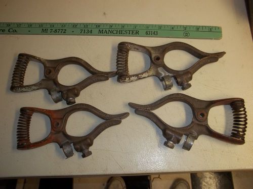 4 vintage copper tweco-300 junior welding ground clamps