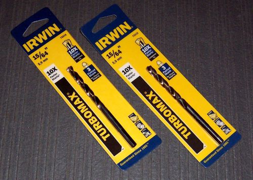 2 ea. irwin 73315 15/64&#034; turbomax high speed steel jobber length drill bits for sale