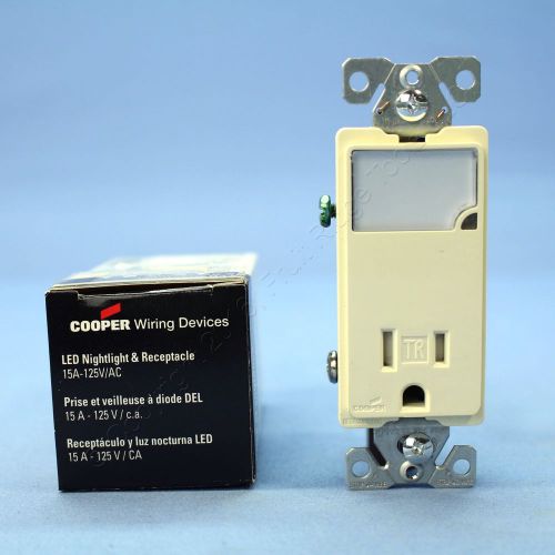 Cooper Almond TAMPER RESISTANT Decorator Receptacle Outlet w/ Nightlight TR7735A