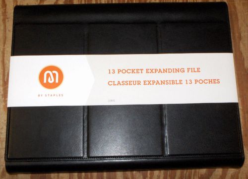 Expanding File, 13-Pockets Black Leather Magnetic Closure 13&#034; X 10.25&#034; X 1.5&#034;