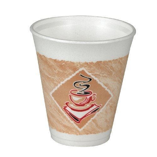 Dart dart 20x16g foam hot/cold cups, 20 oz., caf? g design, white/brown with red for sale