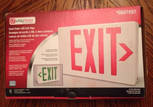 Nib utilitech red/green led hardwired exit light double sided cmg-100 ships free for sale